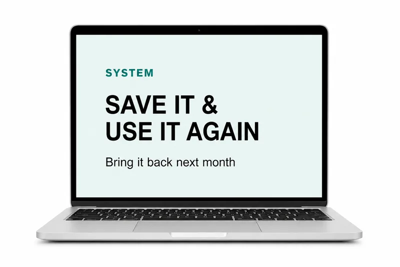Save It And Use It Again system shown on a laptop